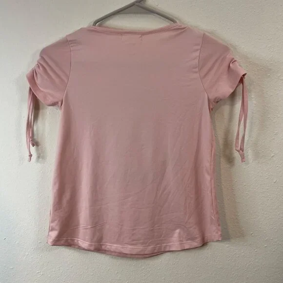 Btween Girls Pink Unicorn Club Sequin Tie-Sleeve T-Shirt Size 10 - Picture 7 of 11